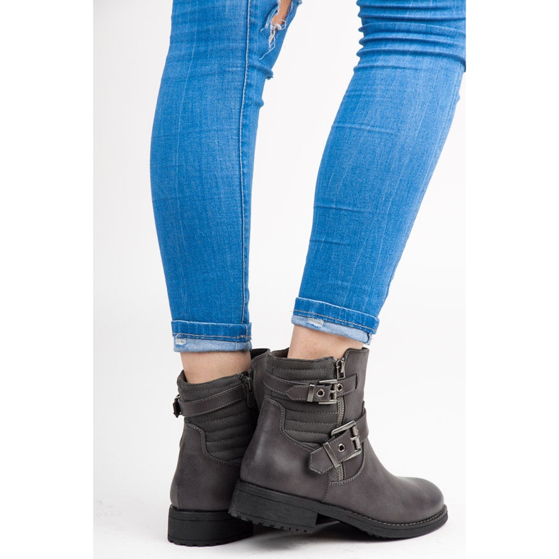 Workery boots with buckles grey 1