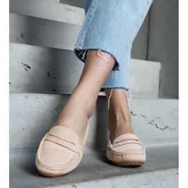 Beige women's moccasins made of eco-suede 2 Beige women's moccasins made of eco-suede 2