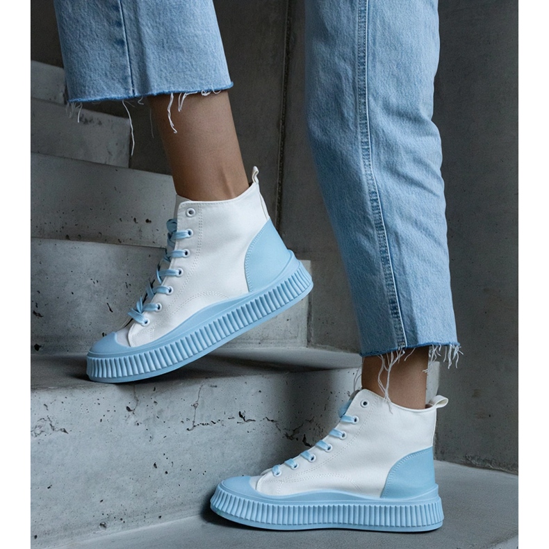 White and blue platform sneakers 2