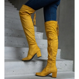 Yellow over-the-knee boots made of eco suede 1