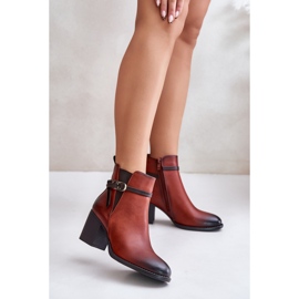 Jezzi Women's Ankle Boots With Heels, Warm, With Strap, Brown Zinithia 1