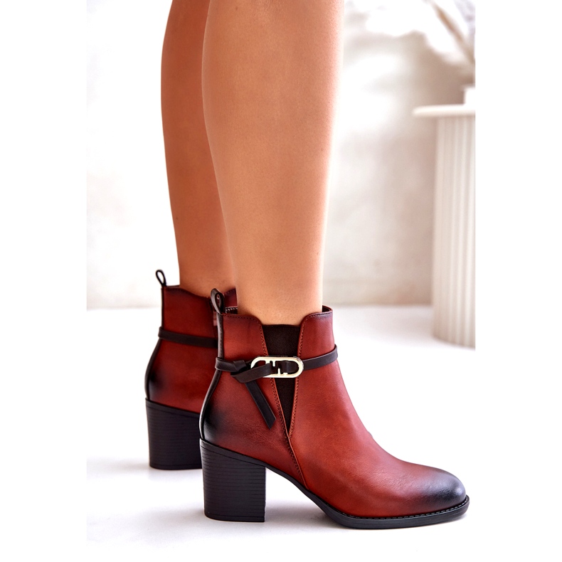 Jezzi Women's Ankle Boots With Heels, Warm, With Strap, Brown Zinithia 4