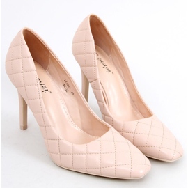 Beige women's quilted high heels 1