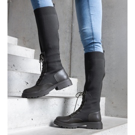 Green slip-on boots with a flexible material upper by Luana 3