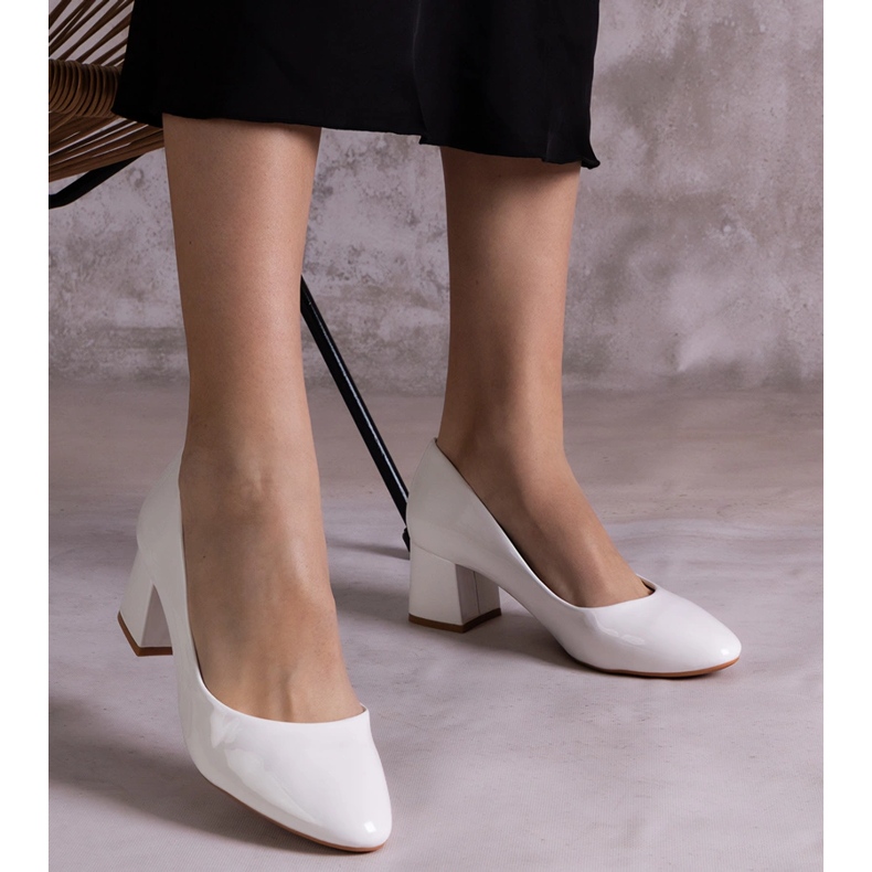 White patent high-heeled pumps 1 White patent high-heeled pumps 1