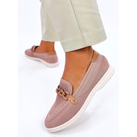 Seastar Openwork loafers with pink chain 2