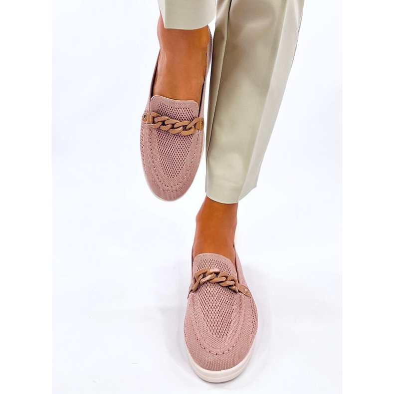 Seastar Openwork loafers with pink chain 1
