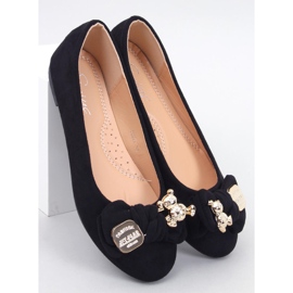 Suede ballerinas with a black teddy bear 1