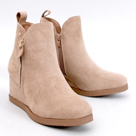 Suede Wedge Ankle Boots Khaki beige 1