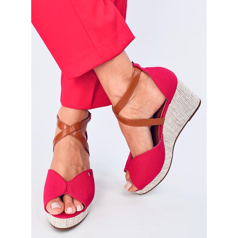 Sandals for an wedge Open Toe red 1