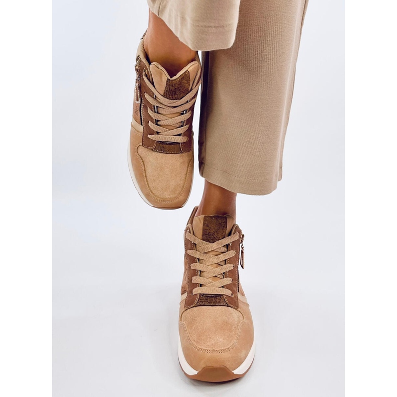 Khaki hidden wedge sneakers beige 1