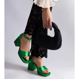 Green satin sandals with massive heels 1 Green satin sandals with massive heels 1
