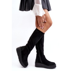 Women's Suede Boots on the S.Barski Platform, Black 2