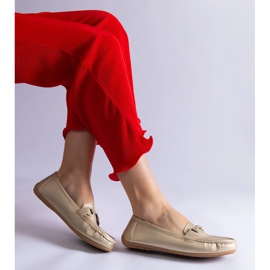 Gold classic eco loafers metallic leather golden 2
