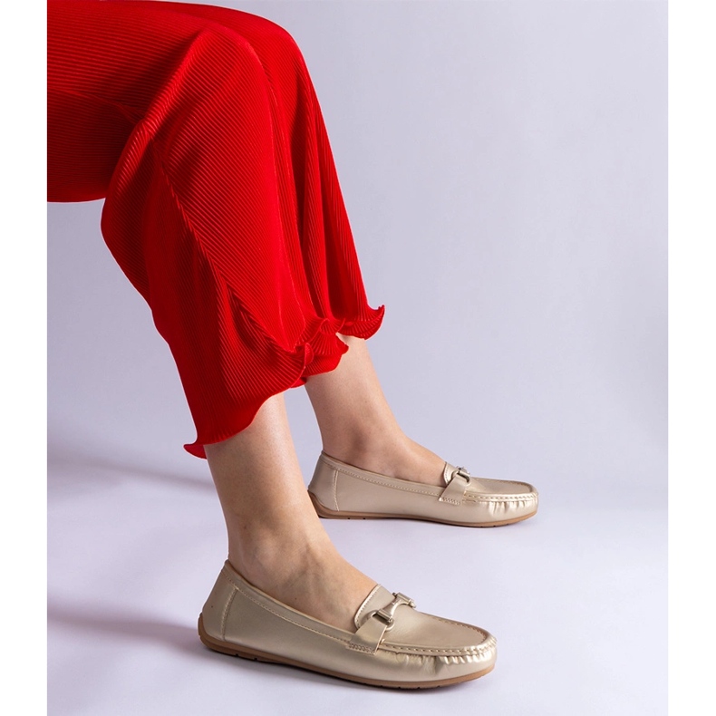 Gold classic eco loafers metallic leather golden 1 Gold classic eco loafers metallic leather golden 1