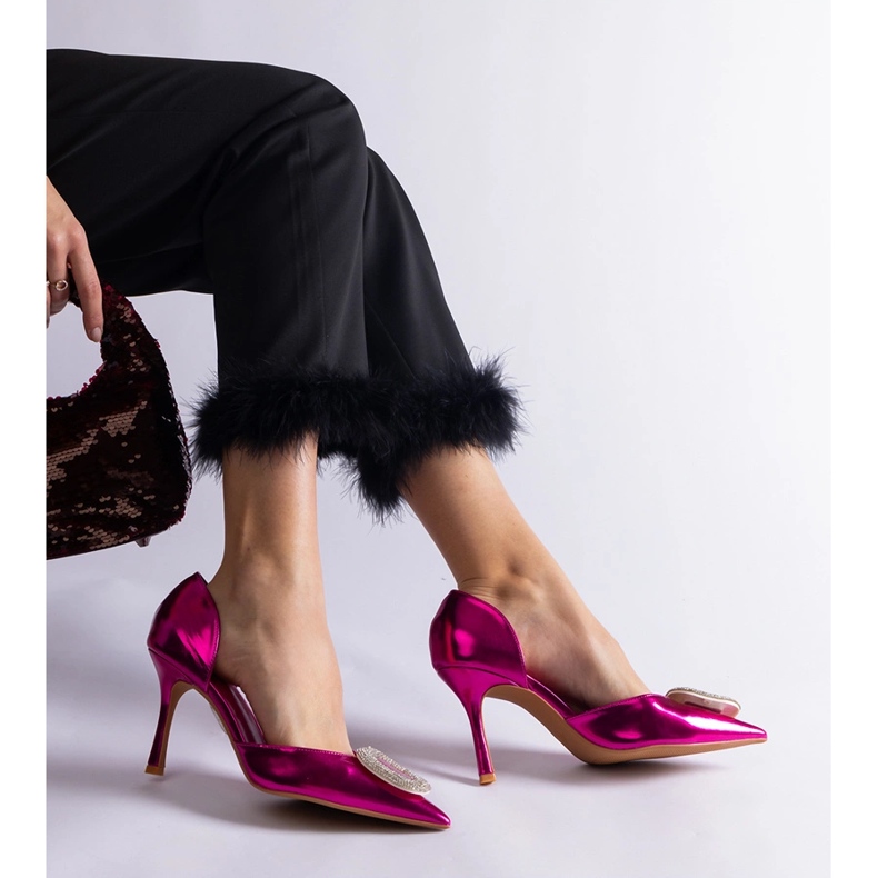 Pink high heels decorated with zircons 2 Pink high heels decorated with zircons 2