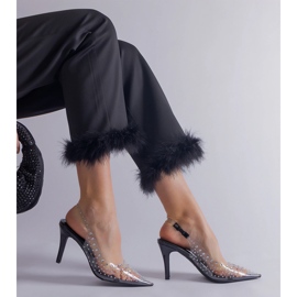 Transparent high heels with an open heel decorated with zircons colorless 1