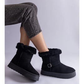 Inna Black insulated snow boots decorated with fur 2