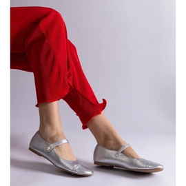 Silver ballet flats with Velcro fastening 1