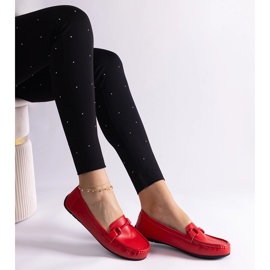 Red classic moccasins made of eco leather 1