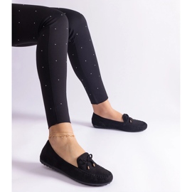 Black women's loafers with a bow 1