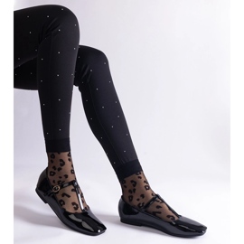 Black patent ballet flats with a belt 1