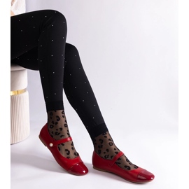 Red ballet flats with a patent toe, fastened with Velcro 1