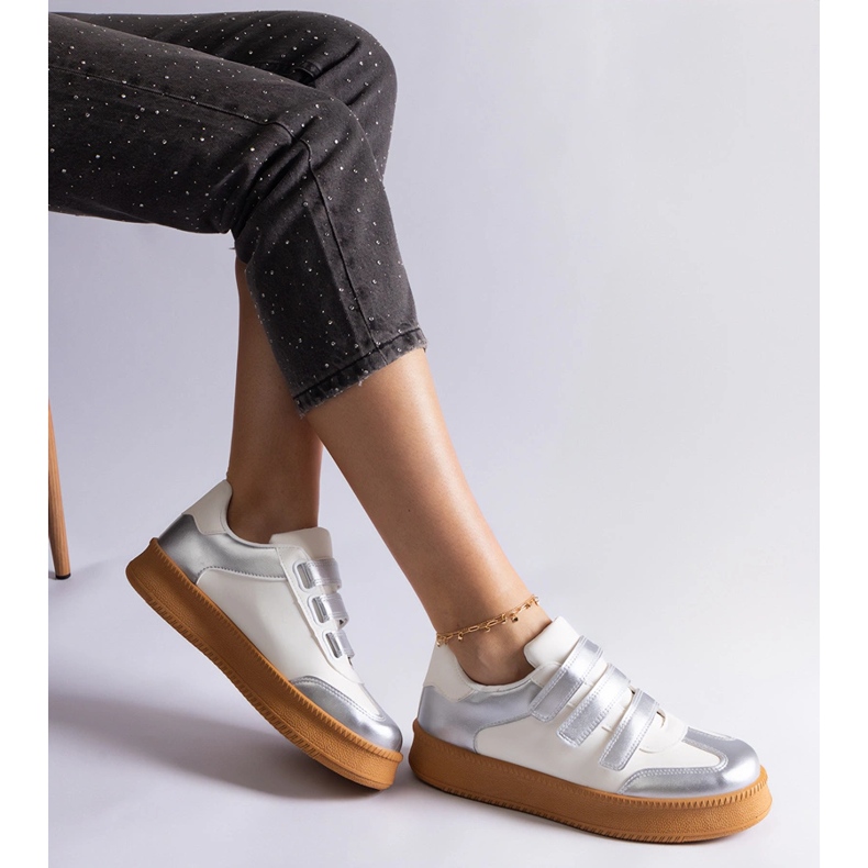 Silver sneakers fastened with Velcro 2 Silver sneakers fastened with Velcro 2