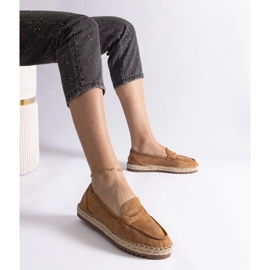 Caramel sliding espadrilles on the platform brown 1