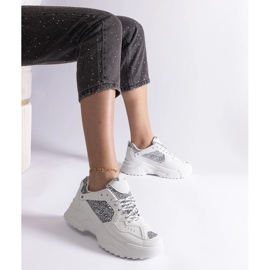 White women's sneakers with glitter inserts 1