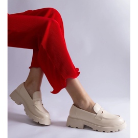 Beige women's moccasins made of eco leather 1