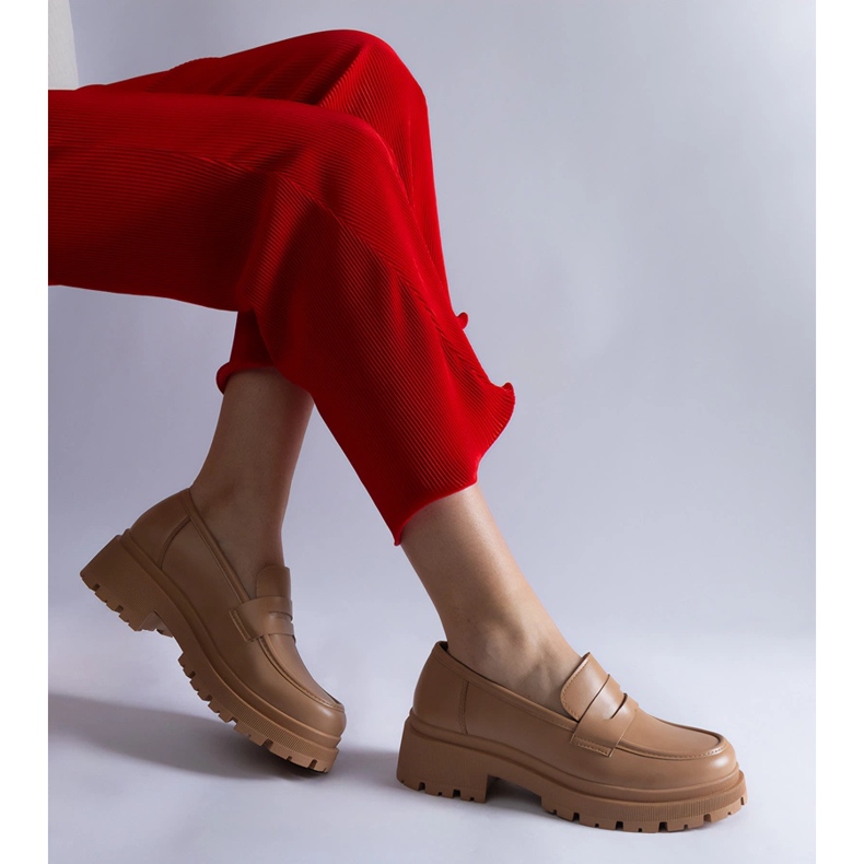 Dark beige moccasins made of eco leather 2