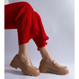 Dark beige moccasins made of eco leather 1