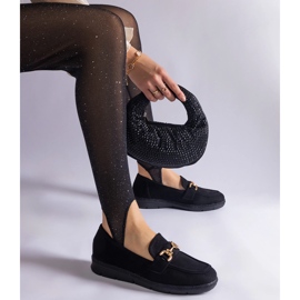 Black women's moccasins with eco suede with a chain 2
