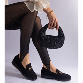 Black women's moccasins with eco suede with a chain 1