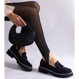 Black moccasins of suede skin with an ornament 2