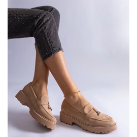 Beige moccasins made of eco-suede leather 2