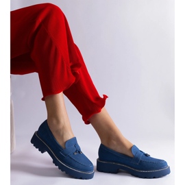 Blue denim loafers with an ornament 2