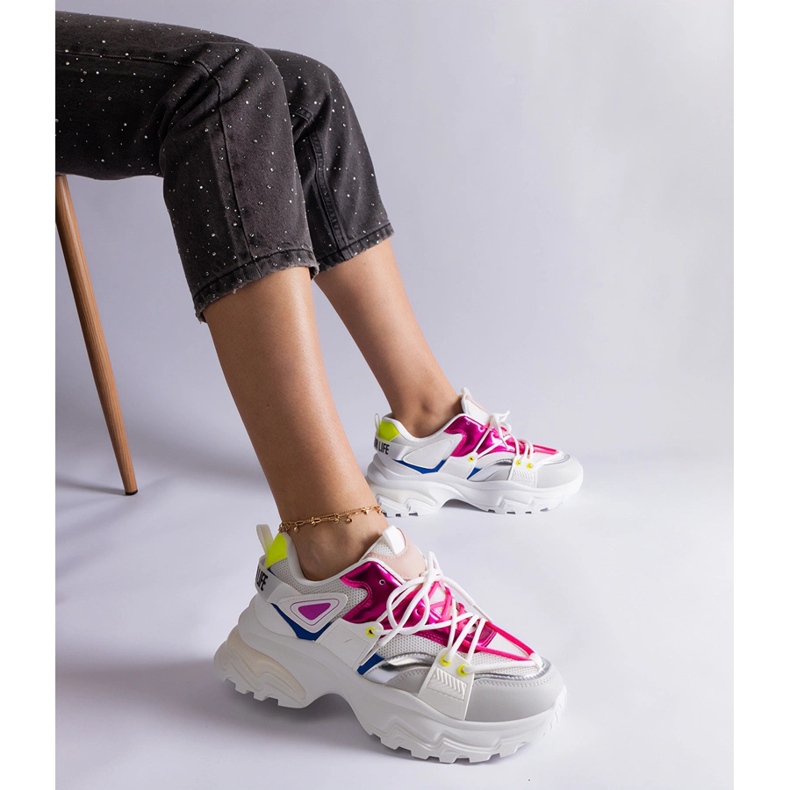 White and pink sports sneakers 1