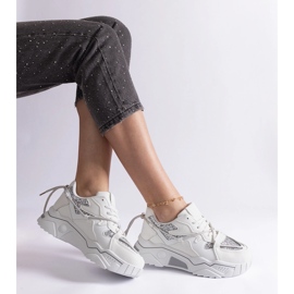 White women's sneakers with glitter 2