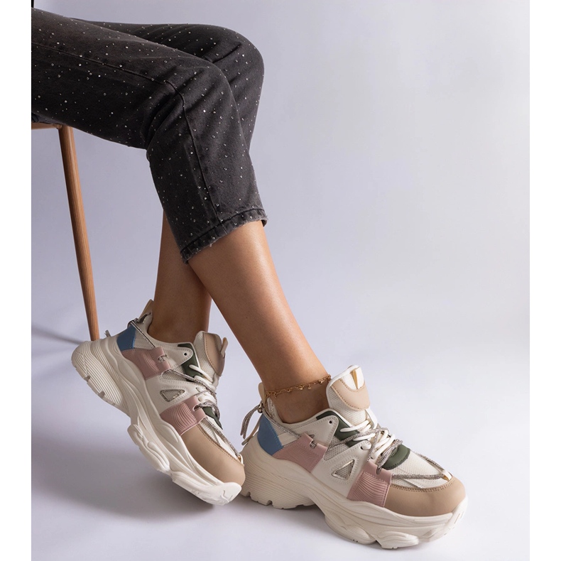 Multicolored women's sports sneakers white 1