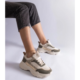 Green sneakers with glitter inserts 1