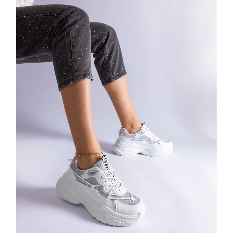 White sneakers with glitter inserts 1 White sneakers with glitter inserts 1