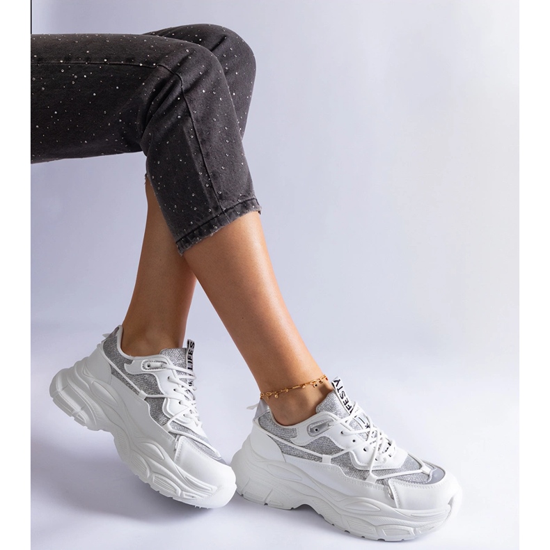 White sneakers with glitter inserts 2 White sneakers with glitter inserts 2