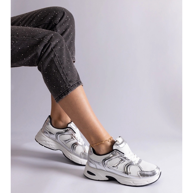 Women's white and silver sneakers 2 Women's white and silver sneakers 2