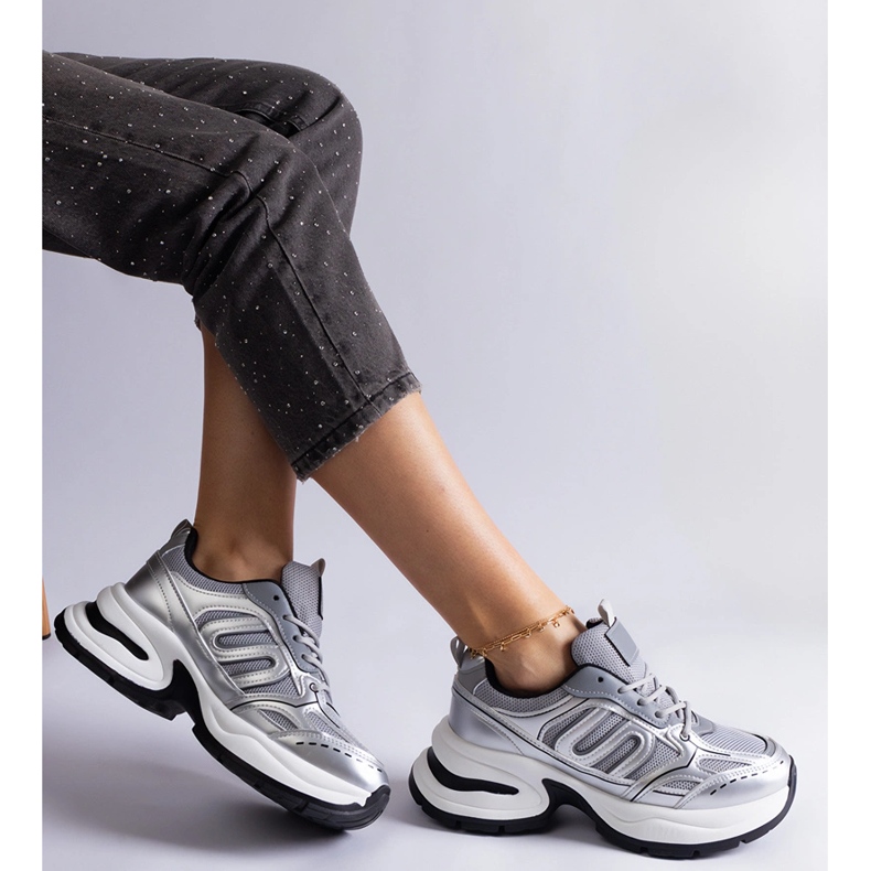Silver women's sports sneakers 2 Silver women's sports sneakers 2