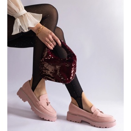 Pink eco-leather moccasins 1