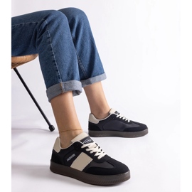 Black platform sneakers with stitching 1