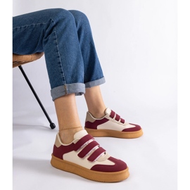 Burgundy sneakers with Velcro fastening red 1