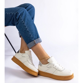 White lace-up sneakers with a platform 2